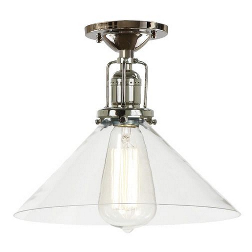 JVI Designs-1202-15 S2-Union Square - One Light Flush Mount Polished Nickel Finish  10 Wide, Mouth Blown Glass Shade